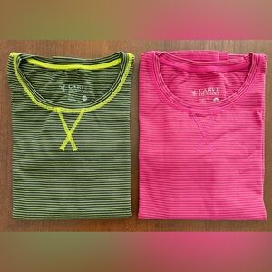 Carve Designs Striped Tees - Lime and Fuchsia